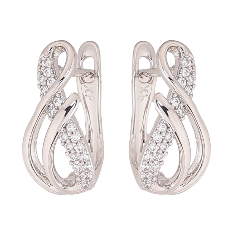 Сережки Xuping колір Родій англійський замок "Візерунок з кристалами" фото №2