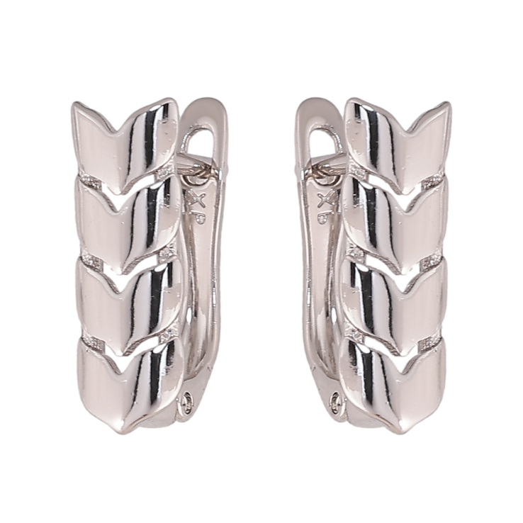 Серьги Xuping цвет Родий английский замок "Колоски" фото №5