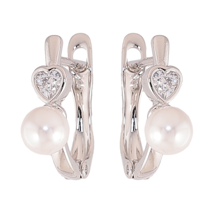 Сережки Xuping колір Родій англійський замок "Серце з перлиною" фото №24