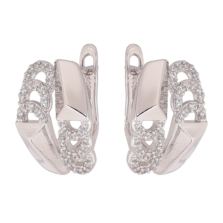 Сережки Xuping колір Родій англійський замок "Візерунок з кристалами" фото №20