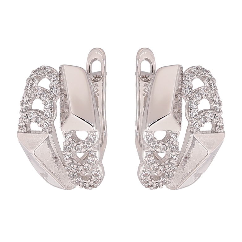 Сережки Xuping колір Родій англійський замок "Візерунок з кристалами" фото №1