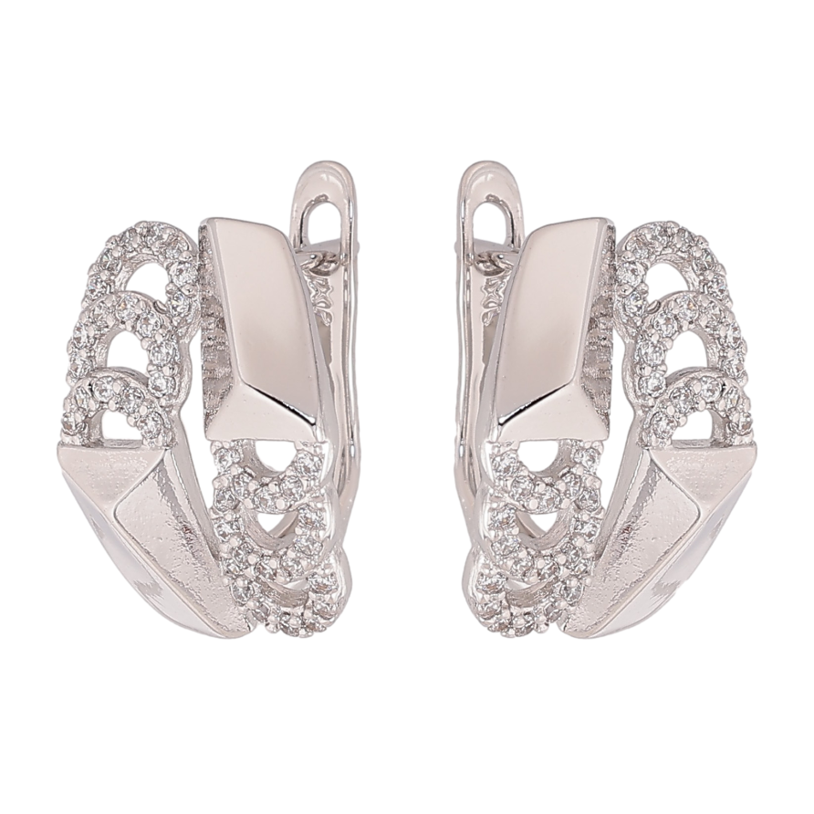 Сережки Xuping колір Родій англійський замок "Візерунок з кристалами" фото №1