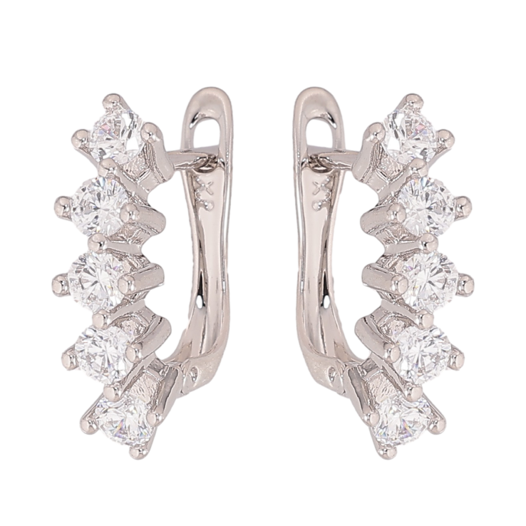 Сережки Xuping колір Родій англійський замок "Кристальні доріжки" фото №8