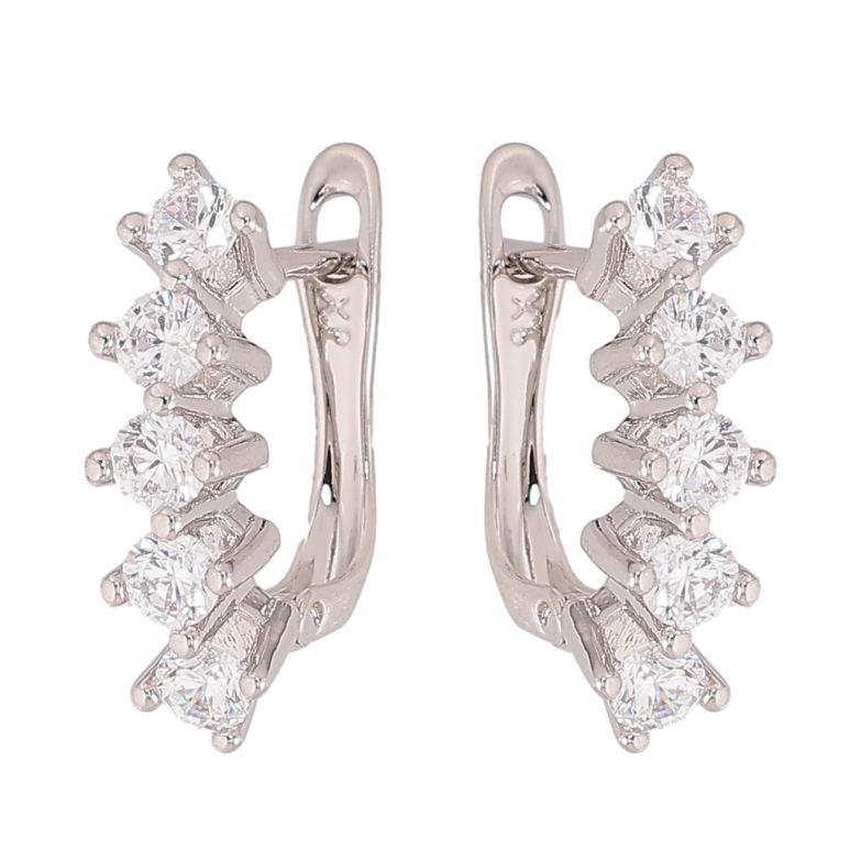 Сережки Xuping колір Родій англійський замок "Кристальні доріжки" фото №1 Сережки Xuping колір Родій англійський замок "Кристальні доріжки" фото №1