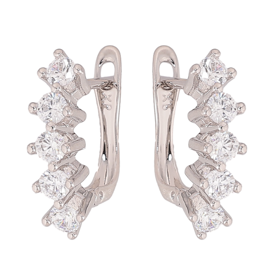 Сережки Xuping колір Родій англійський замок "Кристальні доріжки" фото №1