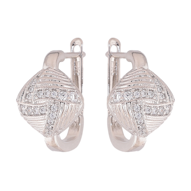 Сережки Xuping колір Родій англійський замок "Візерунок з кристалами" фото №2