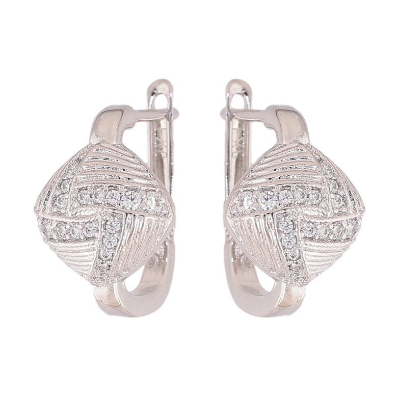 Сережки Xuping колір Родій англійський замок "Візерунок з кристалами" фото №4