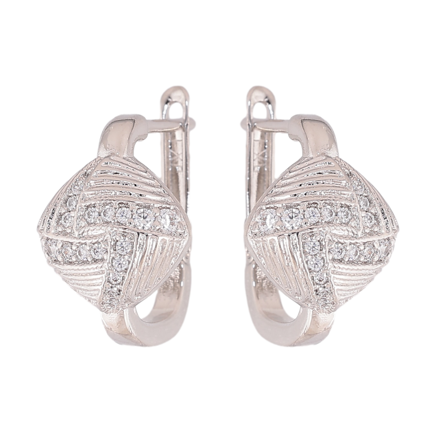 Сережки Xuping колір Родій англійський замок "Візерунок з кристалами" фото №1