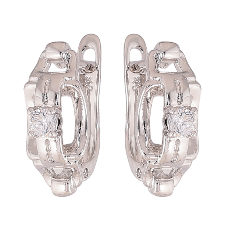 Сережки Xuping колір Родій англійський замок "Візерунок з кристалами" фото №24