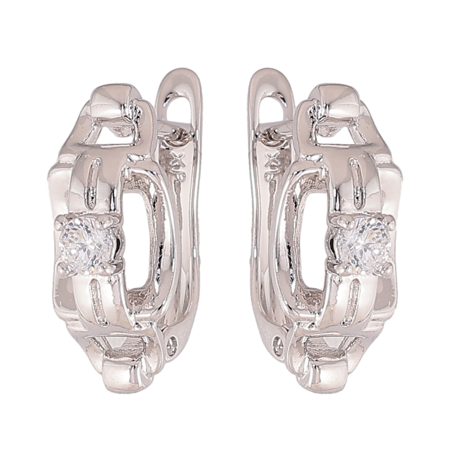 Сережки Xuping колір Родій англійський замок "Візерунок з кристалами" фото №1