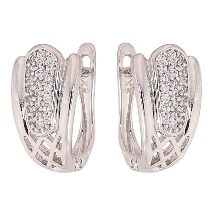 Сережки Xuping колір Родій англійський замок "Візерунок з кристалами" фото №12