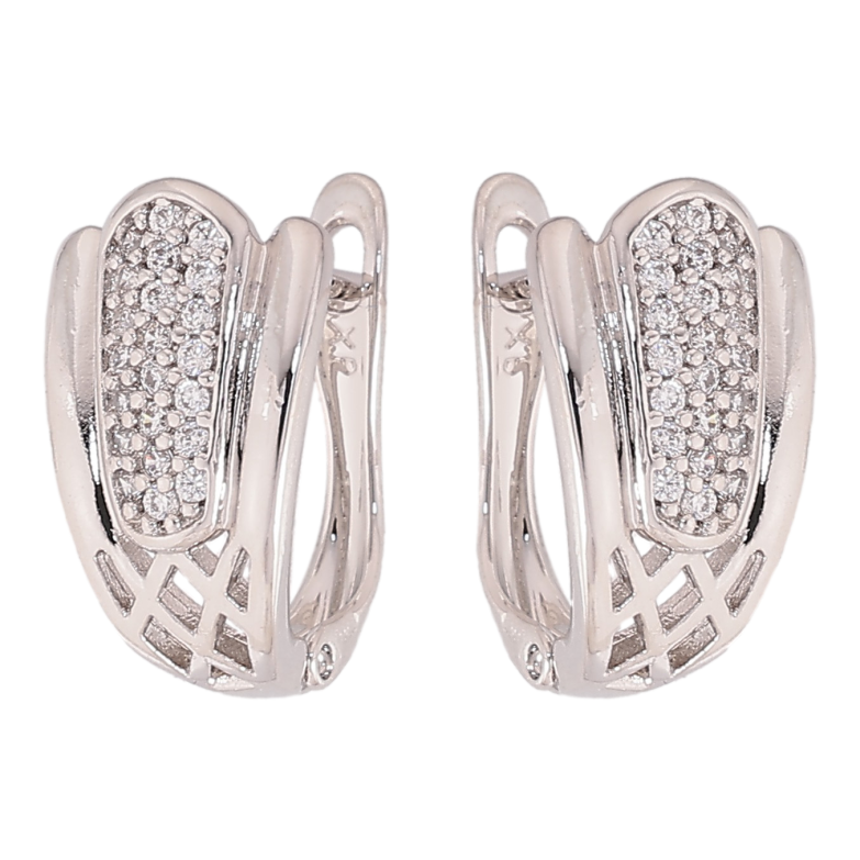 Сережки Xuping колір Родій англійський замок "Візерунок з кристалами" фото №1