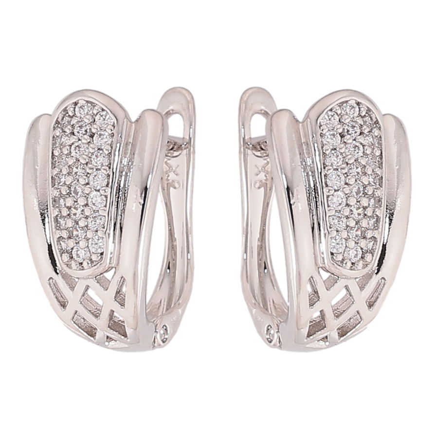 Сережки Xuping колір Родій англійський замок "Візерунок з кристалами" фото №1