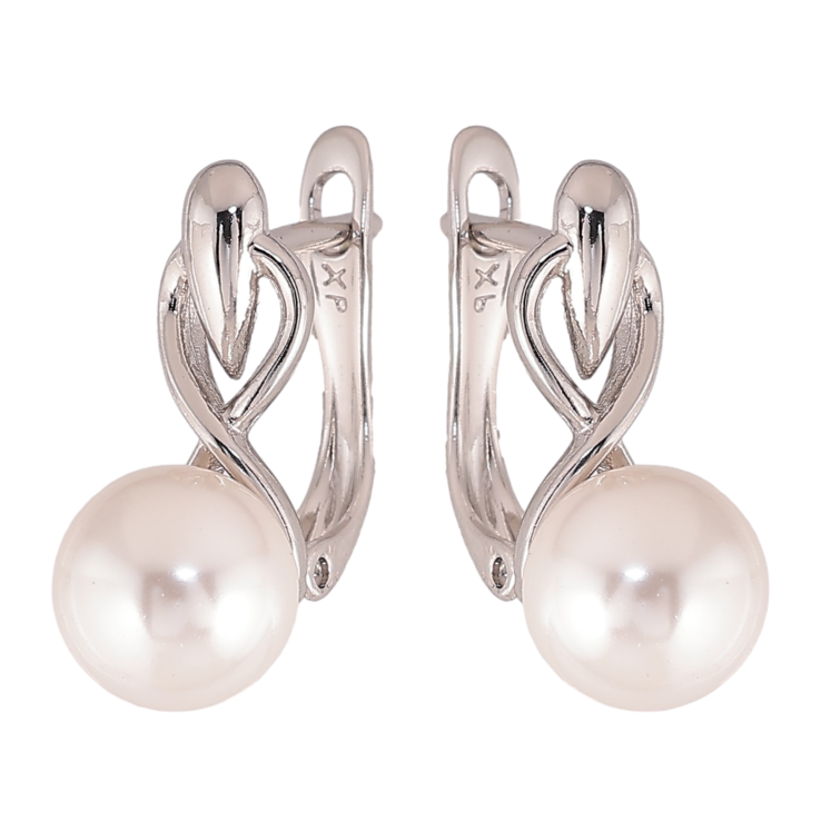 Сережки Xuping колір Родій англійський замок "Візерунок з перлинами" фото №22