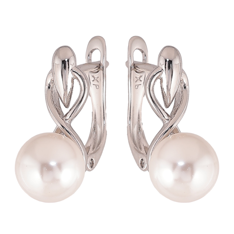 Сережки Xuping колір Родій англійський замок "Візерунок з перлинами" фото №1