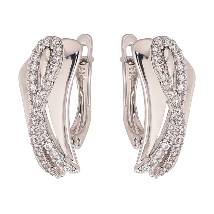 Сережки Xuping колір Родій англійський замок "Візерунок з кристалами" фото №18