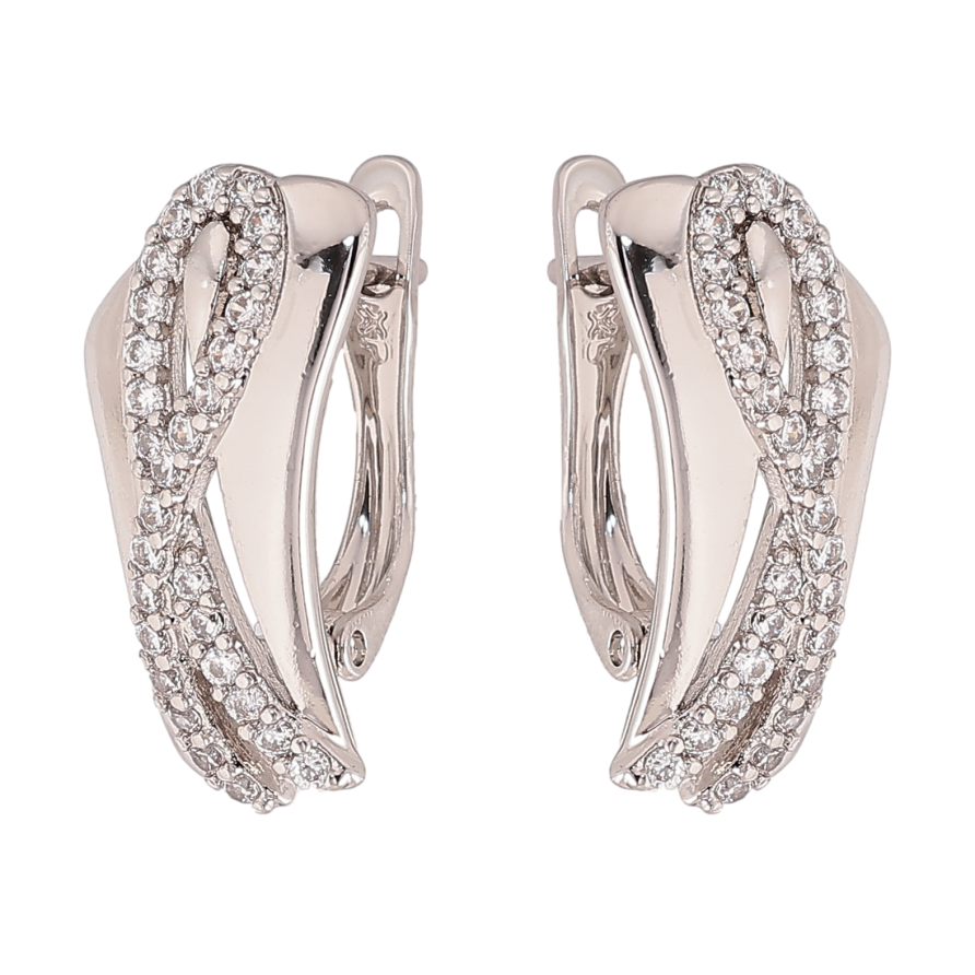 Сережки Xuping колір Родій англійський замок "Візерунок з кристалами" фото №1