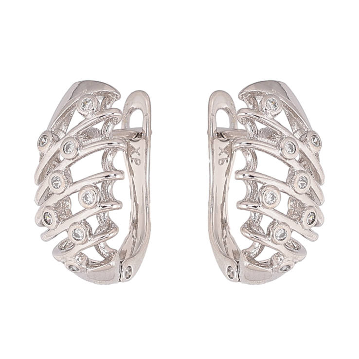 Сережки Xuping колір Родій англійський замок "Візерунок з кристалами" фото №12