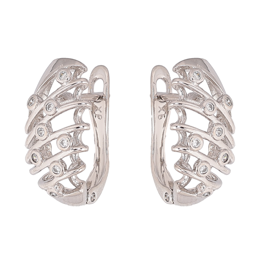 Сережки Xuping колір Родій англійський замок "Візерунок з кристалами" фото №1