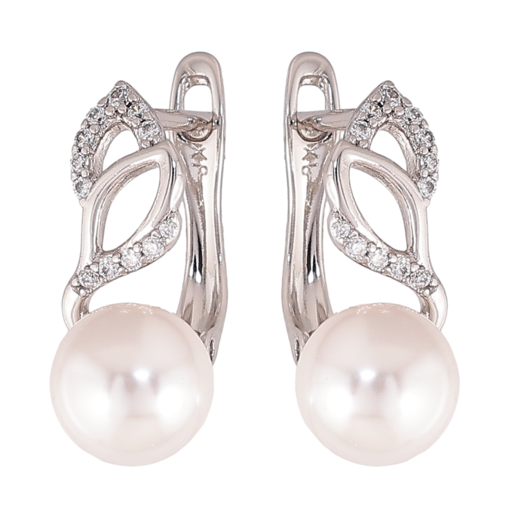 Сережки Xuping колір Родій англійський замок "Візерунок з кристалами та перлинами" фото №24 Сережки Xuping колір Родій англійський замок "Візерунок з кристалами та перлинами" фото №24