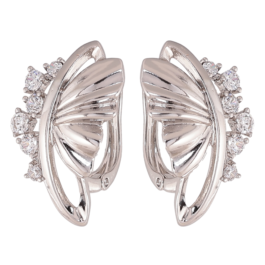 Сережки Xuping колір Родій англійський замок "Візерунок з кристалами" фото №1 Сережки Xuping колір Родій англійський замок "Візерунок з кристалами" фото №1