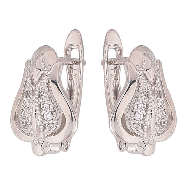 Сережки Xuping колір Родій англійський замок "Квіточки з кристалами" фото №18 Сережки Xuping колір Родій англійський замок "Квіточки з кристалами" фото №18