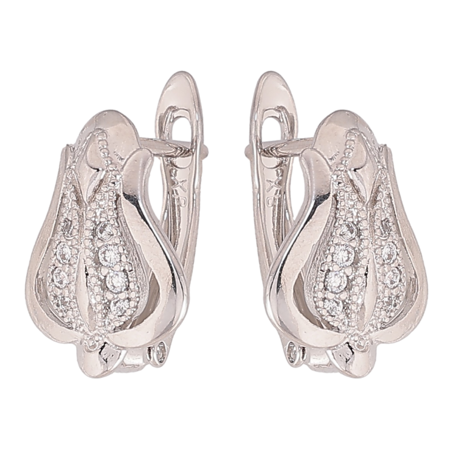 Сережки Xuping колір Родій англійський замок "Квіточки з кристалами" фото №1 Сережки Xuping колір Родій англійський замок "Квіточки з кристалами" фото №1