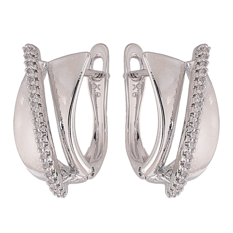 Сережки Xuping колір Родій англійський замок "Візерунок з кристалами" фото №1 Сережки Xuping колір Родій англійський замок "Візерунок з кристалами" фото №1