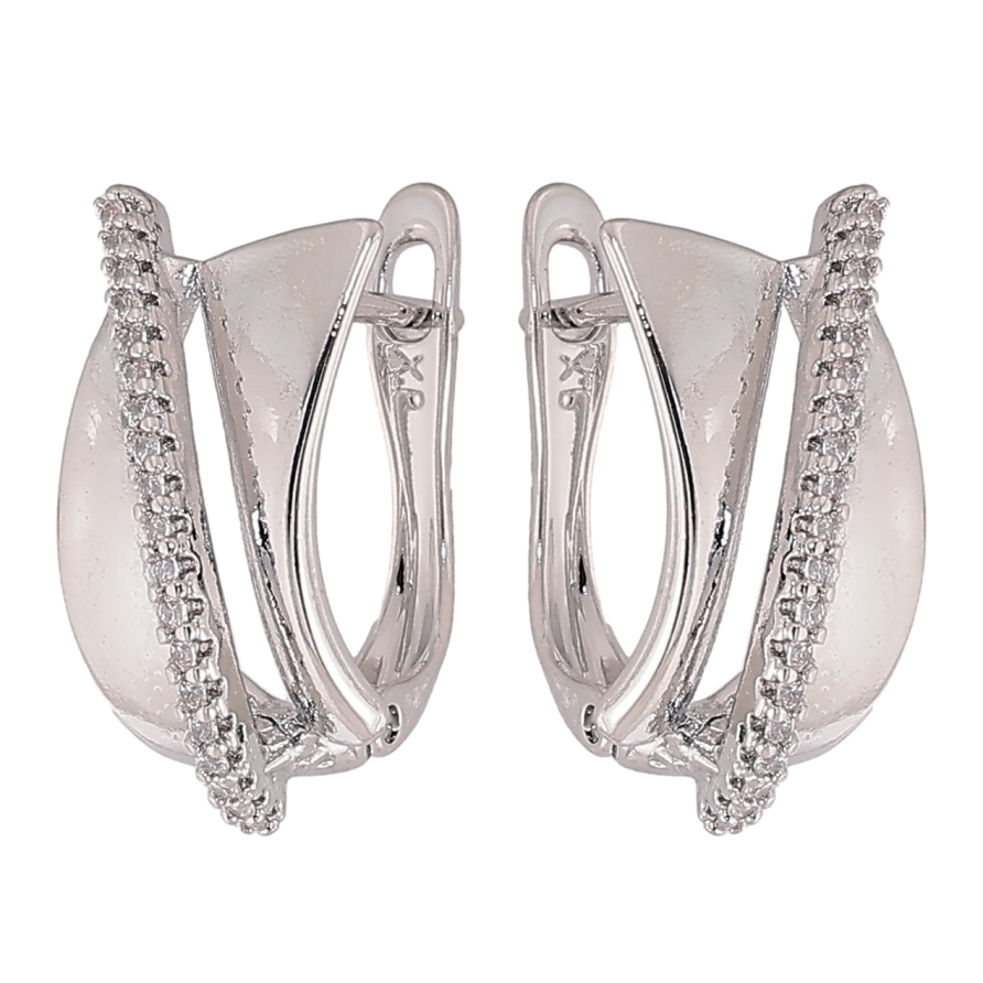 Сережки Xuping колір Родій англійський замок "Візерунок з кристалами" фото №1 Сережки Xuping колір Родій англійський замок "Візерунок з кристалами" фото №1