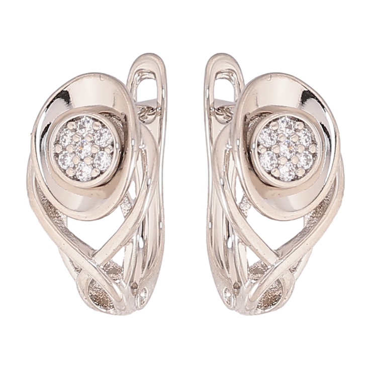 Сережки Xuping колір Родій англійський замок "Візерунок з кристалами" фото №10 Сережки Xuping колір Родій англійський замок "Візерунок з кристалами" фото №10