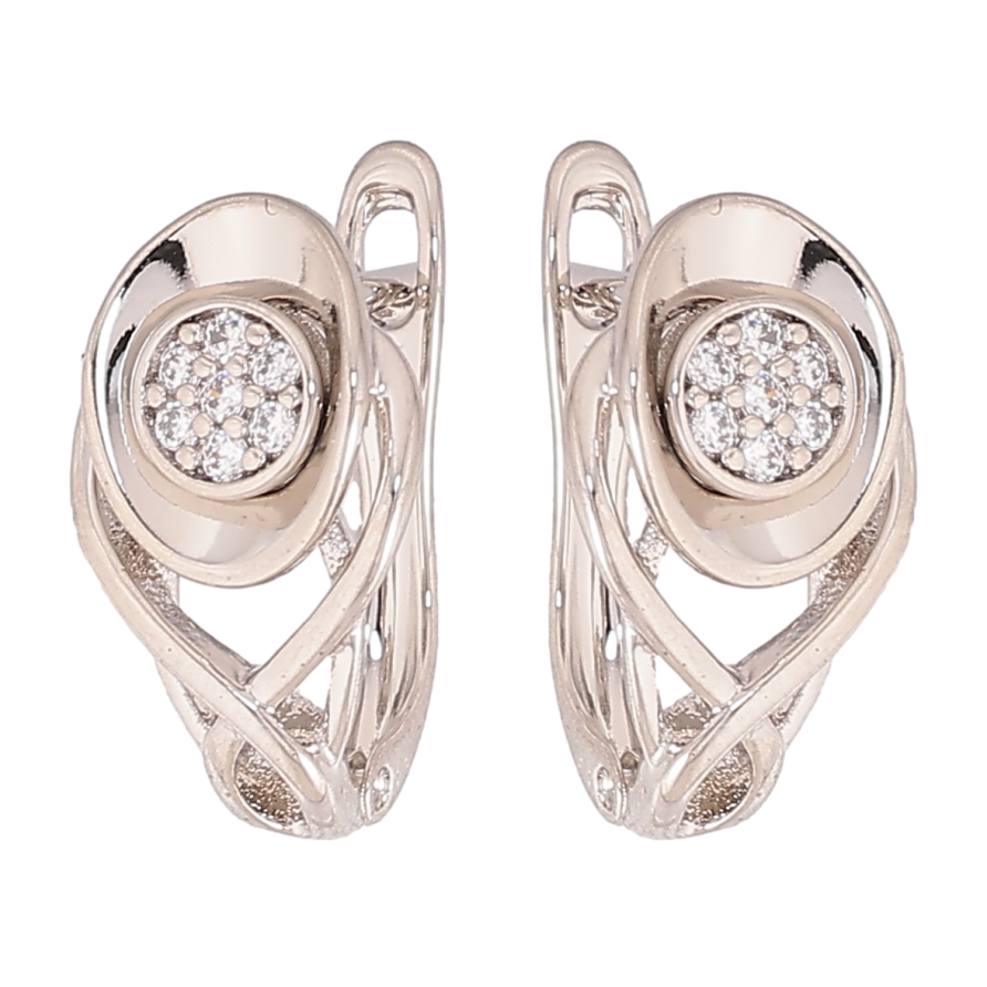 Сережки Xuping колір Родій англійський замок "Візерунок з кристалами" фото №1