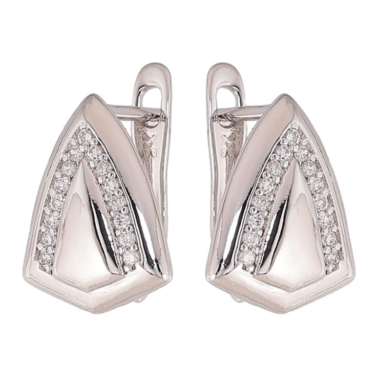 Сережки Xuping колір Родій англійський замок "Візерунок з кристалами" фото №8 Сережки Xuping колір Родій англійський замок "Візерунок з кристалами" фото №8