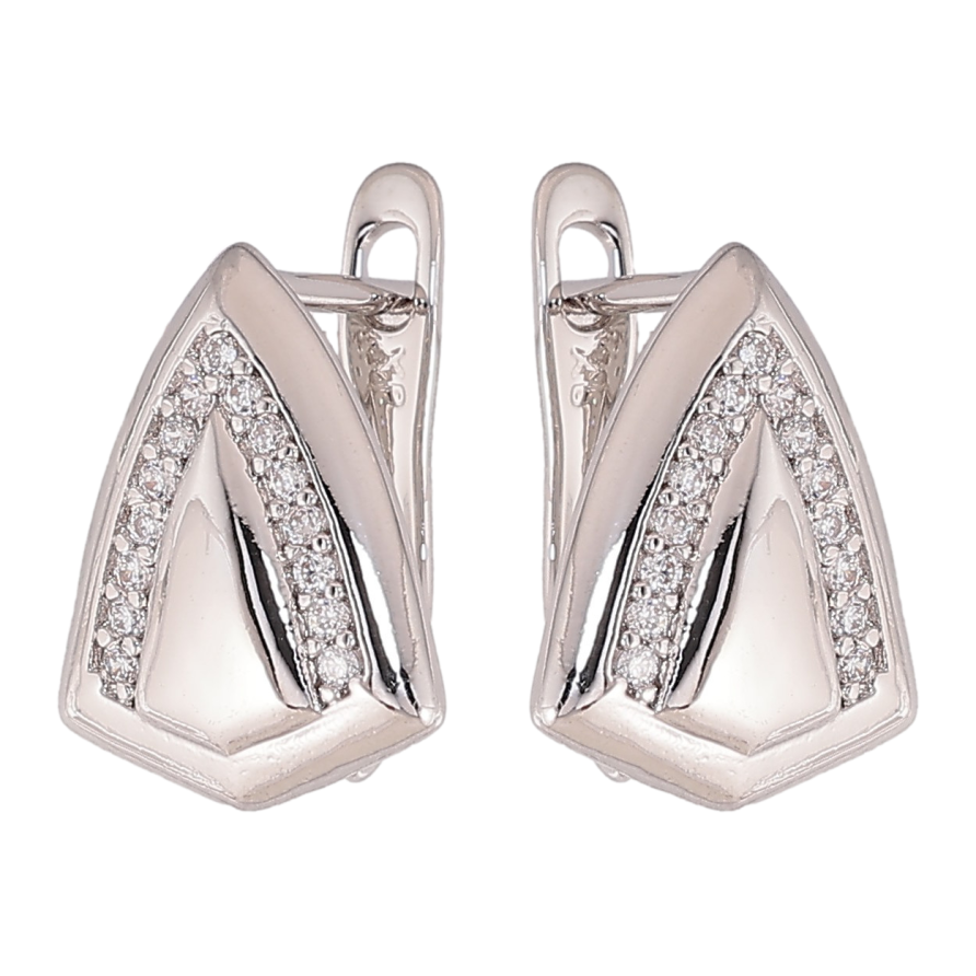 Сережки Xuping колір Родій англійський замок "Візерунок з кристалами" фото №1