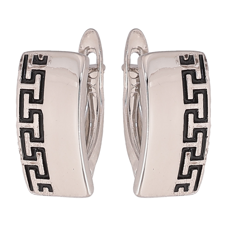 Сережки Xuping колір Родій англійський замок "Грецький орнамент" фото №4 Сережки Xuping колір Родій англійський замок "Грецький орнамент" фото №4