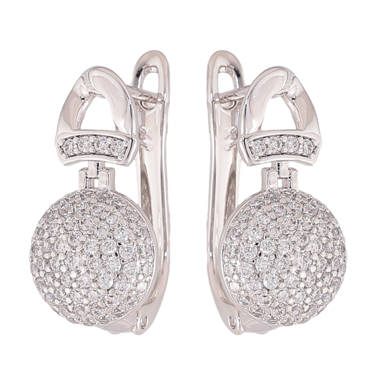 Сережки Xuping колір Родій англійський замок "Візерунок з кристалами" фото №22