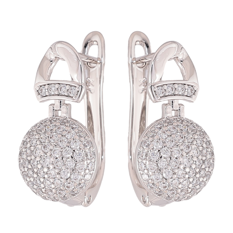 Сережки Xuping колір Родій англійський замок "Візерунок з кристалами" фото №1