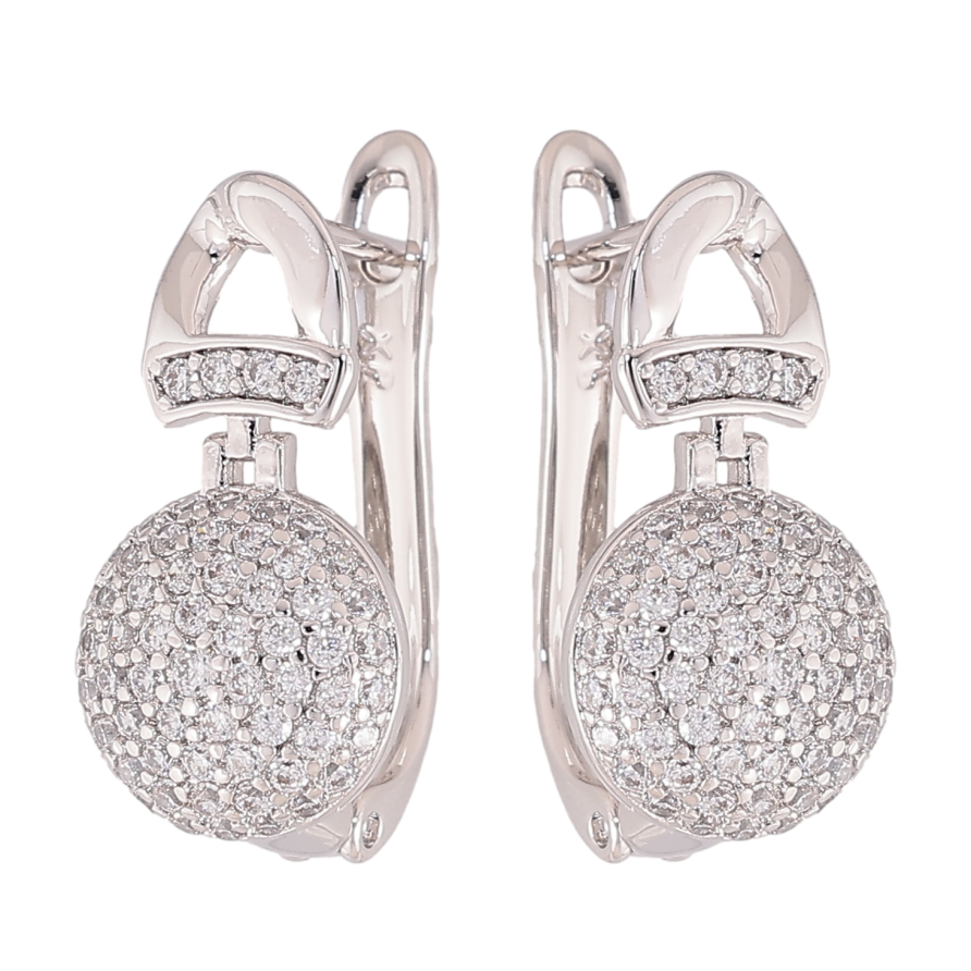 Сережки Xuping колір Родій англійський замок "Візерунок з кристалами" фото №1