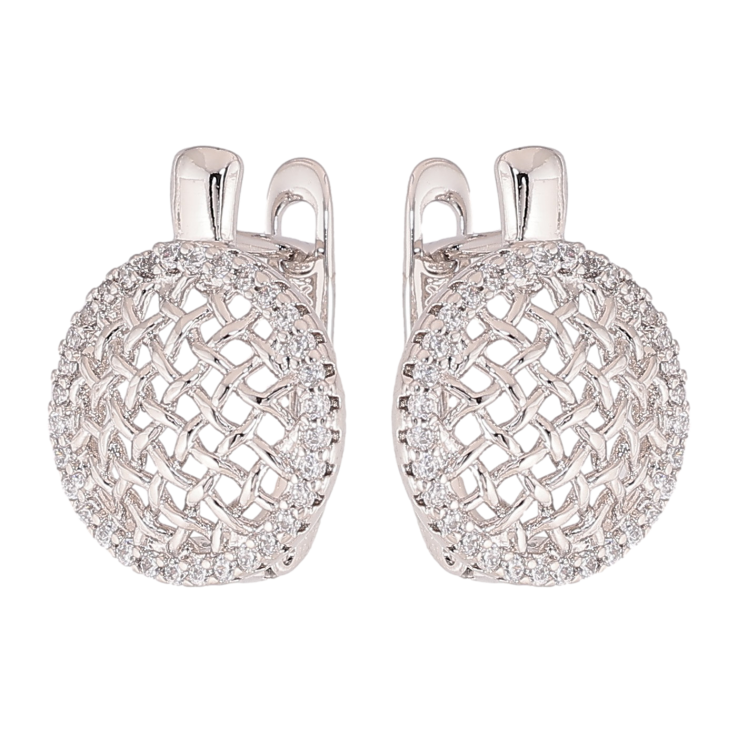 Сережки Xuping колір Родій англійський замок "Різьблені кола з кристалами" фото №2