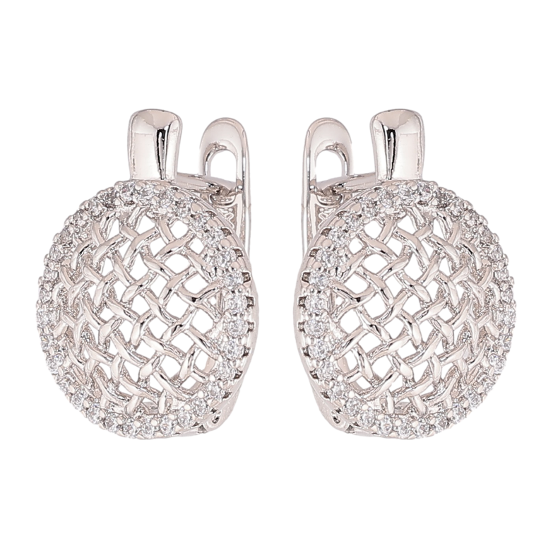 Сережки Xuping колір Родій англійський замок "Різьблені кола з кристалами" фото №1