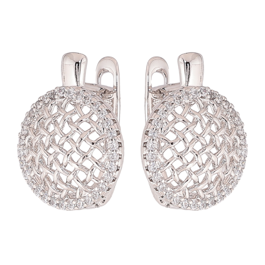 Сережки Xuping колір Родій англійський замок "Різьблені кола з кристалами" фото №1