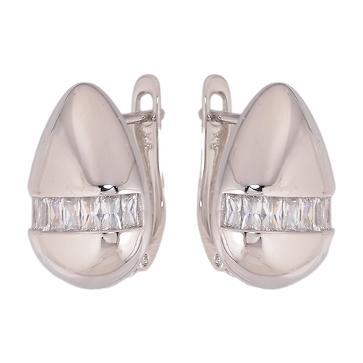 Сережки Xuping колір Родій англійський замок "Крапельки з кристалами" фото №14