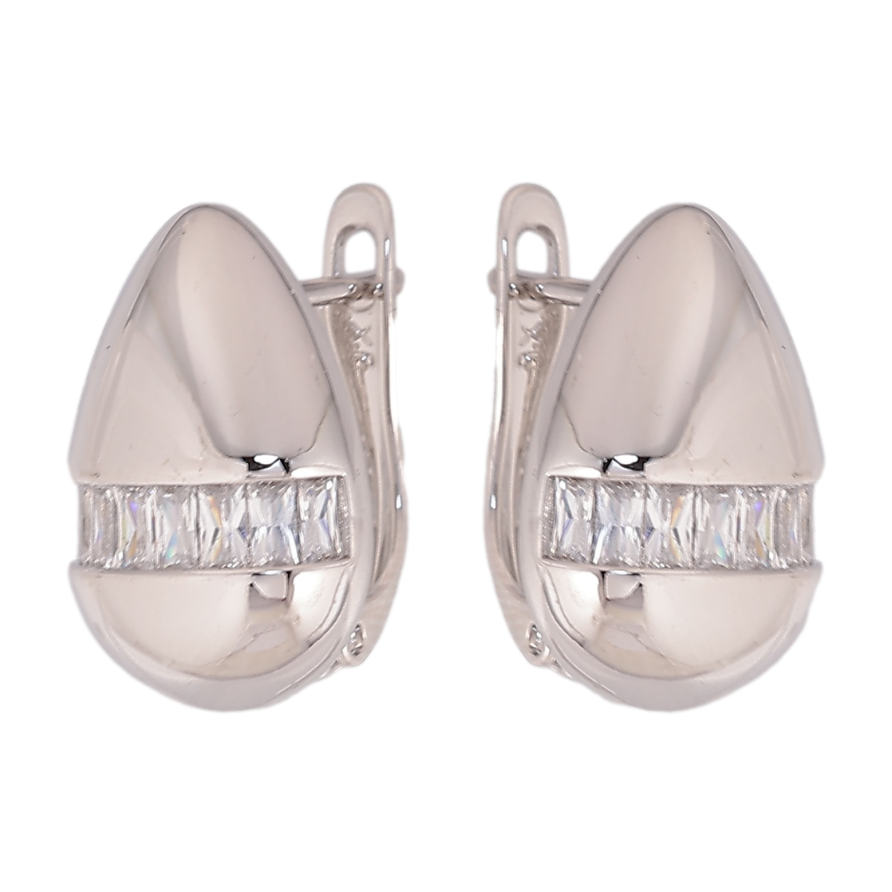 Сережки Xuping колір Родій англійський замок "Крапельки з кристалами" фото №1