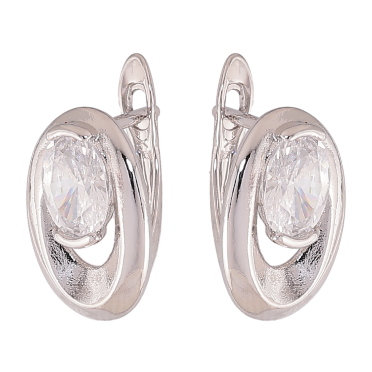 Сережки Xuping колір Родій англійський замок "Овали з кристалами" фото №22