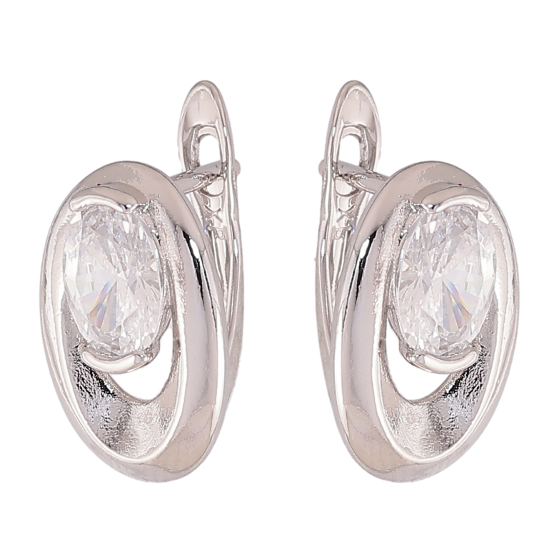 Сережки Xuping колір Родій англійський замок "Овали з кристалами" фото №2