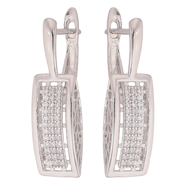 Сережки Xuping колір Родій англійський замок "Візерунок з кристалами" фото №10