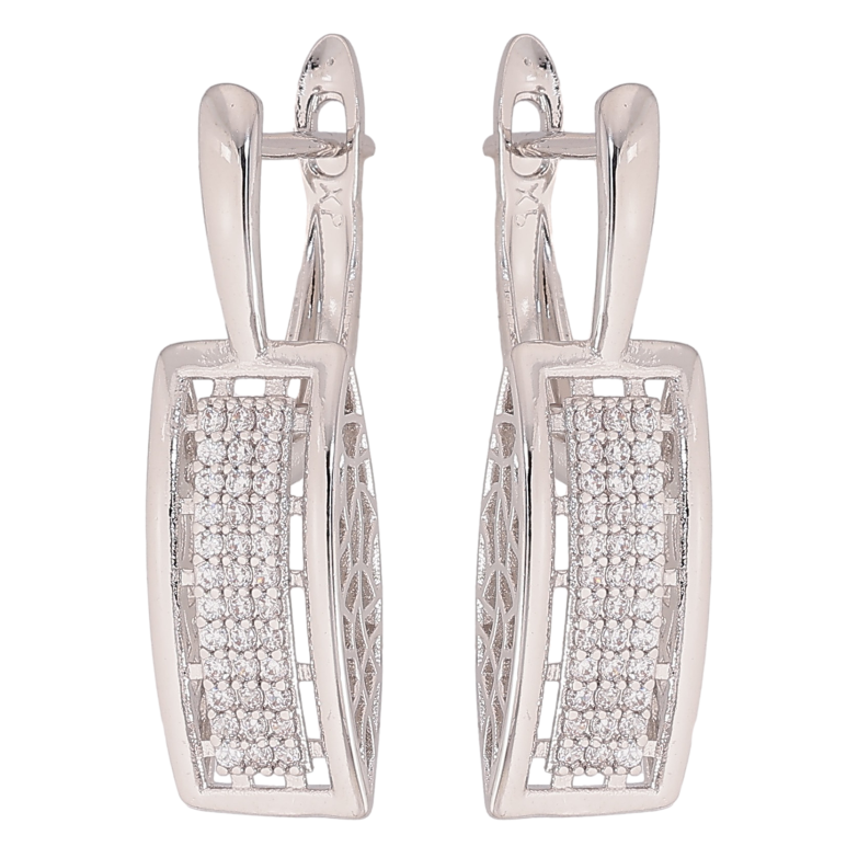 Сережки Xuping колір Родій англійський замок "Візерунок з кристалами" фото №7