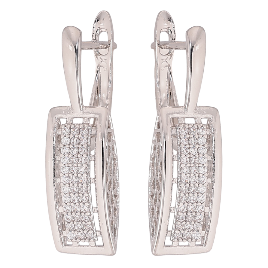 Сережки Xuping колір Родій англійський замок "Візерунок з кристалами" фото №1