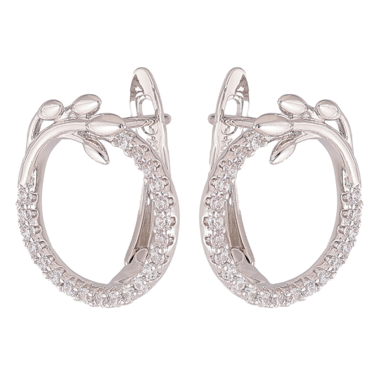 Сережки Xuping колір Родій англійський замок "Кільця з гілочками" фото №24