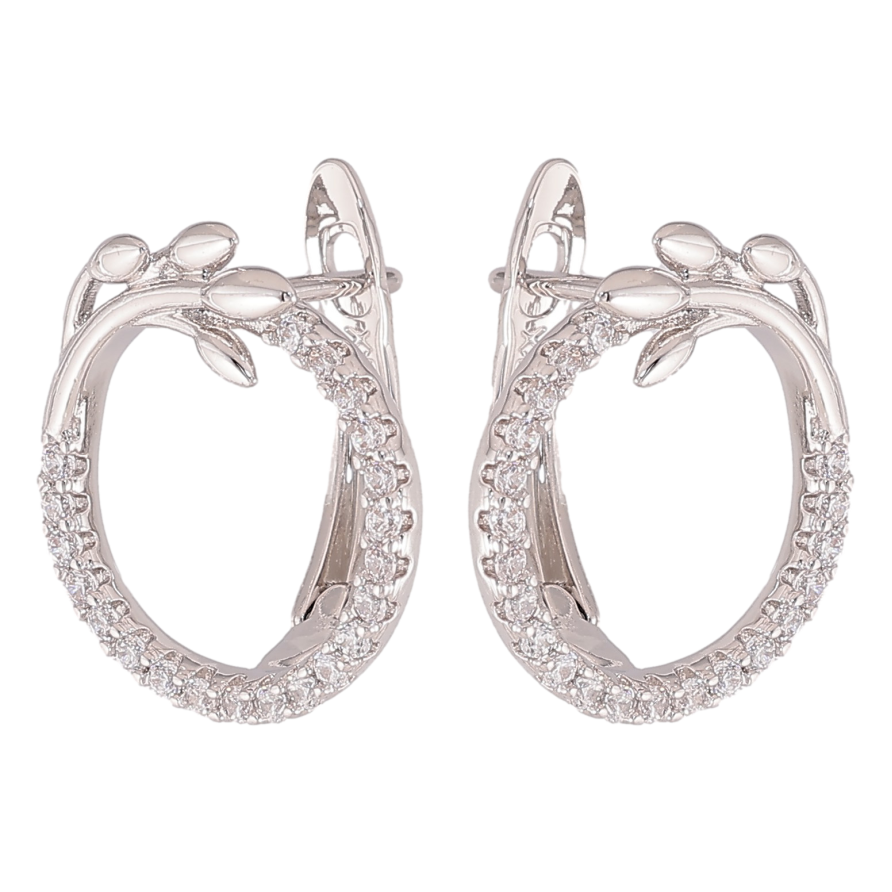 Сережки Xuping колір Родій англійський замок "Кільця з гілочками" фото №1