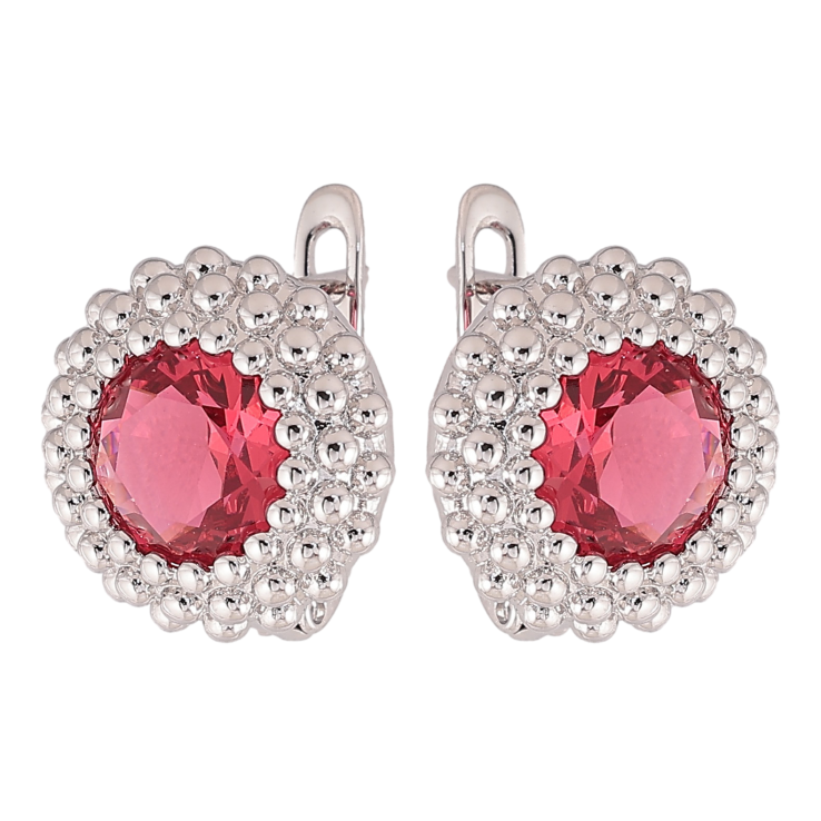 Сережки Xuping колір Родій англійський замок "Червоні кристали в декоративній оправі" фото №6